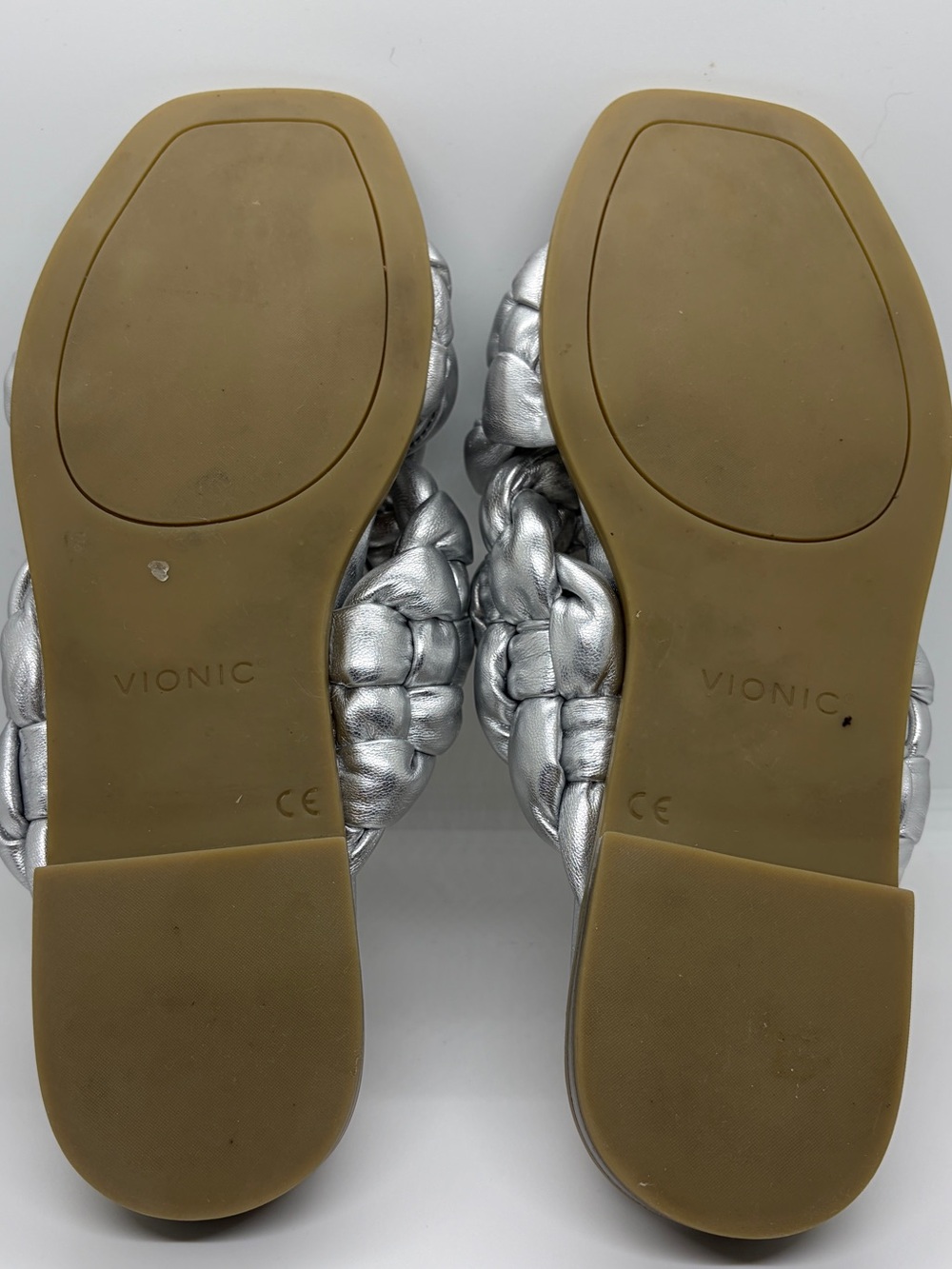 Vionic NIB Metallic Silver Kalina Braided Slide Sandals - Picture 9 of 9